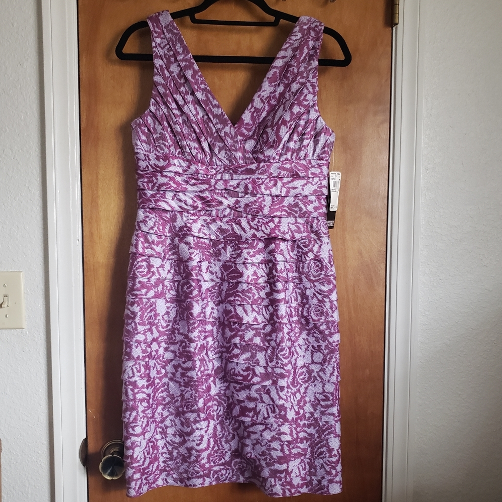 NWT Adrianna Papell lilac/pink floral rayon cutout mini dress